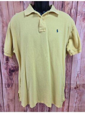 Polo Ralph Lauren Yellow Short Sleeve Polo Shirt XL 100% Cotton Made In USA